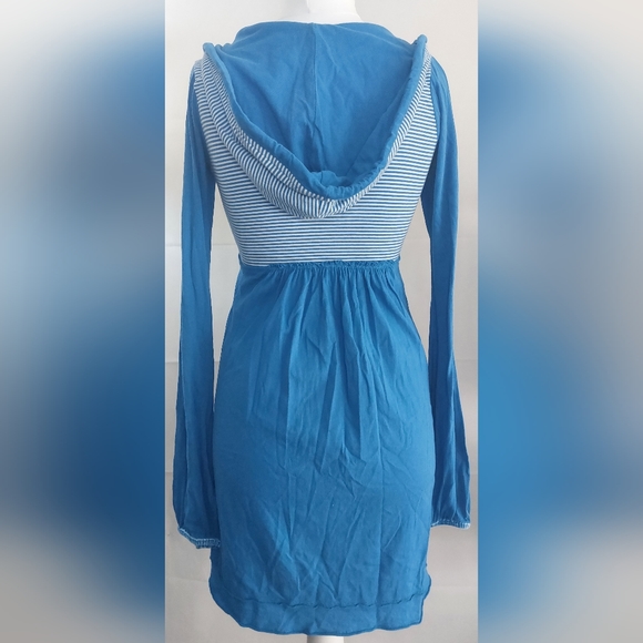 SUPERDRY Size 12 Vintage Thrift Hooded Dress M Blue Stripe Jersey Thumb Holes - Picture 7 of 11